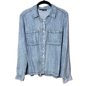 Jane and Delancey Lyocell Chambray Button Down Long Sleeve Shirt - S